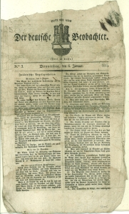 Seller image for Der deutsche Beobachter. N. 3, Donnerstag, den 6. Januar 1814. for sale by Antiquariat Weinek