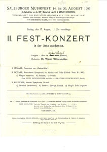 Salzburger Musikfest als Gedenkfeier an die 150te Wiederkehr von W. A. Mozarts Geburtstag. II. Fe...