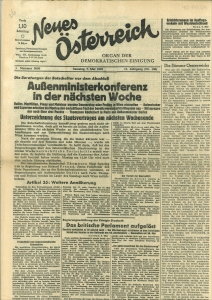 "Neues Oesterreich." Organ der demokratischen Einigung. Nr. 3050, 7. Mai 1955, 11. Jg.