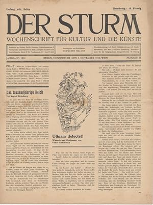 Seller image for Der Sturm. Wochenschrift fr Kultur und die Knste. Erster Jahrgang, 3. November 1910, Nr. 36. Herausgegeben von Herwarth Walden. for sale by Antiquariat Weinek