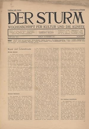 Seller image for Der Sturm. Wochenschrift fr Kultur und die Knste. Jahrgang 1911, Nr. 84, November. Herausgegeben von Herwarth Walden. for sale by Antiquariat Weinek
