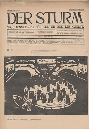Seller image for Der Sturm. Wochenschrift fr Kultur und die Knste. Jahrgang 1912, Nr. 97, Februar. Herausgegeben von Herwarth Walden. for sale by Antiquariat Weinek