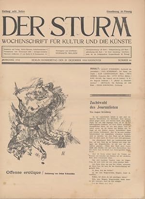 Seller image for Der Sturm. Wochenschrift fr Kultur und die Knste. Erster Jahrgang, 29. Dezember 1910, Nr. 44. Herausgegeben von Herwarth Walden. for sale by Antiquariat Weinek