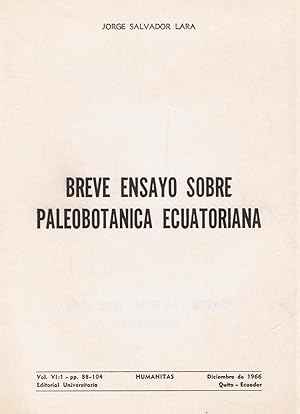 Seller image for BREVE ENSAYO SOBRE PALEOBOTNICA ECUATORIANA for sale by Librera Torren de Rueda