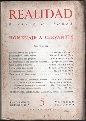 Realidad. Revista de Ideas Nº 5, Volumen Segundo, Septiembre-Octubre 1947 : Homenaje a Cervantes