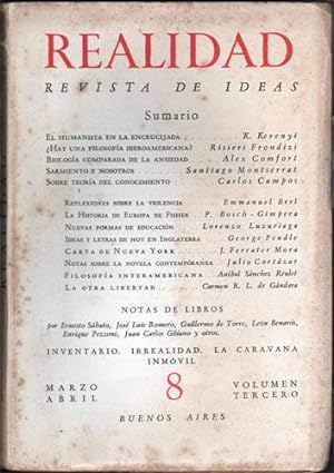 Realidad. Revista de Ideas Nº 8, Volumen Tercero, Marzo-Abril 1948