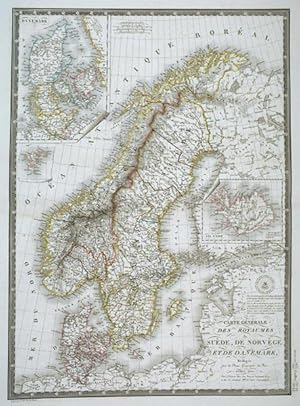 Bild des Verkufers fr Carte Gnrale des Royaumes Sude, De Norvge et de Danemark. zum Verkauf von Altea Antique Maps