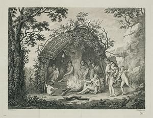 Bild des Verkufers fr No 1. [A view of the Indians of Terra del Fuego in their hut.] zum Verkauf von Altea Antique Maps