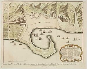 Bild des Verkufers fr Plan of the Works of the City of Messina, one of the strongest and most considerable Cities of Sicily, and a fine Sea-port. zum Verkauf von Altea Antique Maps