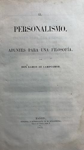 Imagen del vendedor de El personalismo. Apuntes para una filosofa. a la venta por Librera Anticuaria Antonio Mateos