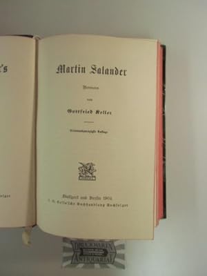 Seller image for Martin Salander. Gottfried Keller's gesammelte Werke, Band 8. for sale by Druckwaren Antiquariat