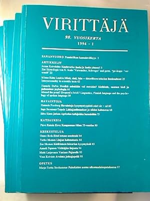 Virittäjä - Kotikielen Seuran Aikakauslehti. - 98. / 1994, 1 - 4 (4 Einzelhefte)