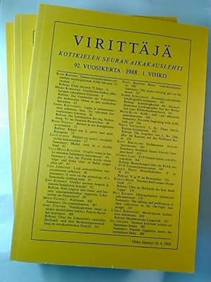 Virittäjä - Kotikielen Seuran Aikakauslehti. - 92. / 1988, 1 - 4 (4 Einzelhefte)