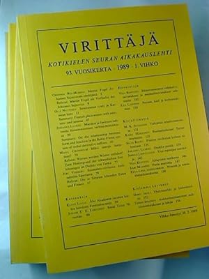 Virittäjä - Kotikielen Seuran Aikakauslehti. - 93. / 1989, 1 - 4 (4 Einzelhefte)