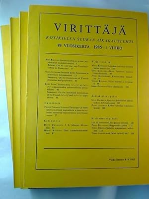 Virittäjä - Kotikielen Seuran Aikakauslehti. - 89. / 1985, 1 - 4 (4 Einzelhefte)