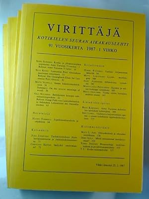 Virittäjä - Kotikielen Seuran Aikakauslehti. - 91. / 1987, 1 - 4 (4 Einzelhefte)