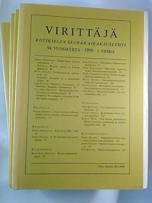 Virittäjä - Kotikielen Seuran Aikakauslehti. - 94. / 1990, 1 - 4 (4 Einzelhefte)