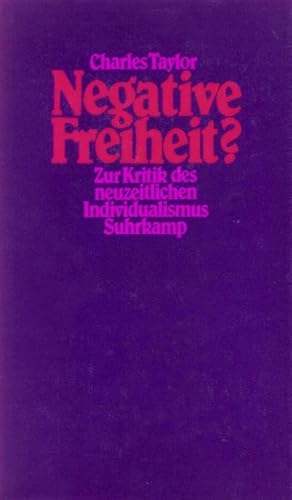 Bild des Verkufers fr Negative Freiheit? : Zur Kritik des neuzeitlichen Individualismus. Nachw. v. Axel Honneth zum Verkauf von AHA-BUCH GmbH