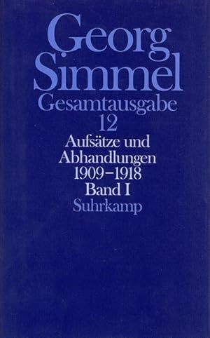 Imagen del vendedor de Gesamtausgabe Aufstze und Abhandlungen 1909-1918. Tl.1 a la venta por BuchWeltWeit Ludwig Meier e.K.