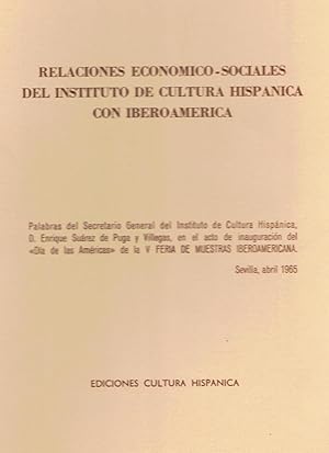 Seller image for RELACIONES ECONMICO-SOCIALES DEL INSTITUTO DE CULTURA HISPNICA CON IBEROAMERICA. Discurso for sale by Librera Torren de Rueda