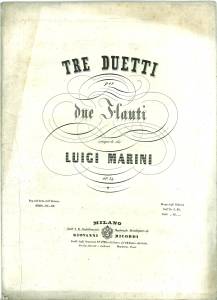 Bild des Verkufers fr Tre Duetti per due Flauti. Composti da Luigi Marini. op. 34. zum Verkauf von Antiquariat Weinek