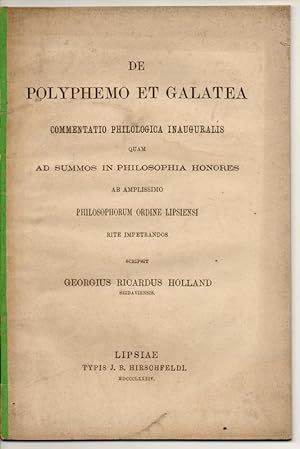 De Polyphemo et Galatea. Dissertation. Sonderdruck aus: Leipziger Studien zur klassischen Philolo...