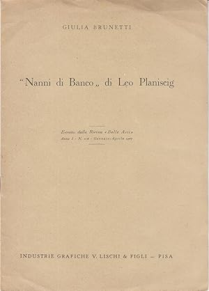 Imagen del vendedor de NANNI DI BANCO DI LEO PLANISCIG a la venta por Arca dei libri di Lorenzo Casi