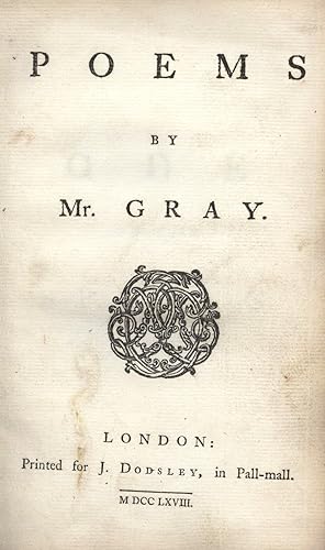 Bild des Verkufers fr Poems by Mr. Gray zum Verkauf von Hordern House Rare Books
