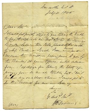 Bild des Verkufers fr Autograph letter to Robert Towns of Town's Wharf, Sydney zum Verkauf von Hordern House Rare Books