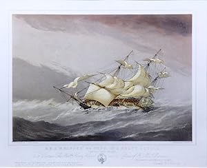 HMS "Mæander" 44 guns, in a heavy squall [and] Shortening sail for anchoring