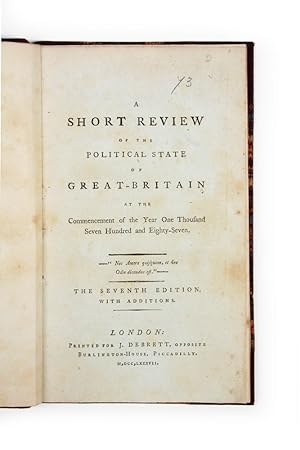 Bild des Verkufers fr A Short Review of the Political State of Great-Britain. zum Verkauf von Hordern House Rare Books