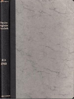 Imagen del vendedor de Psychologische Rundschau. Band XIX, Jahrgang 1968. berblick ber die Fortschritte der Psychologie in Deutschland, sterreich und der Schweiz. Mit Originalia von Siegfried Schubenz, Horst Nickel, Curt Weinschenk und Josef Kruza: ber die Hufigkeit der kongenitalen Legasthenie im zweiten Grundschuljahr. / Wolfgang Hawel, Frank Wesley und Chadwick Karr: Vergleiche von Ansichten und Erziehungshaltungen deutscher und amerikanischer Mtter. / Heinz Heckhausen, Lothar Michel, Peter Zimmermann und Albrecht Iseler, Karl Heinz Seifert: Die Organisation der Arbeitsmorotik in Mensch-Maschine-Systemen. / Klaus Grossmann, Hans Hrmann: Anfnge der Sprache. / Fritz Sllwold: Intelligenz und Einstellung. / Ilse Pichottka, Karl-Dieter Opp, Hans Bisch, Helmut E. Lck, Anne-Marie Tausch, Arnfried Barthel, Bernd Fittkau und Heike Hbsch, Wilhelm Wieczerkowski, Horst Nickel und Lutz Rosenberg und mit Buchbesprechungen und Diskussionen und Berichten sowie 2 Beilagen: Interne BDP - Nachrichten. a la venta por Antiquariat Carl Wegner