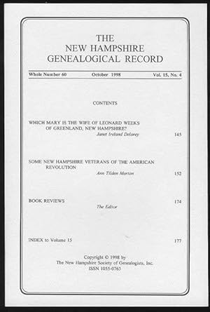 The New Hampshire Genealogical Record (Vol. 15, No. 4, October 1998)