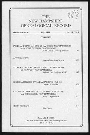 The New Hampshire Genealogical Record (Vol. 16, No. 3, July 1999)