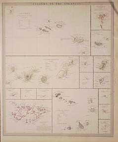 Islands in the Atlantic Map. Azores. Canary Islands. Falkland.