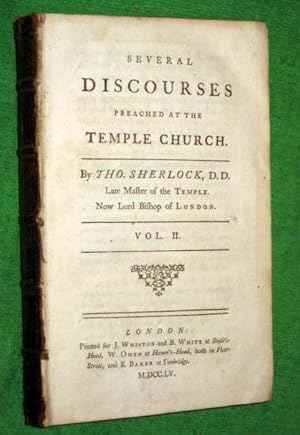 Bild des Verkufers fr Several Discourses Preached at the Temple Church, Vol II. zum Verkauf von Tony Hutchinson