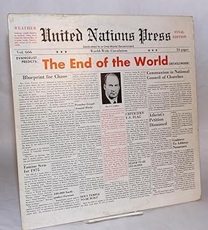 The end of the world [per record album slipcover, mock newspaper headline] United Nations Press--...