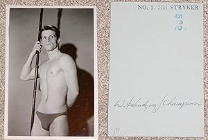 Seller image for MALE NUDE: JIM STRYKER: "WOODEN STICK" BLACK-AND-WHITE PHOTOGRAPH BY WALTER KUNDZICZ - Rare Fine Original Vintage Silver-Gelatin Photographic Print: Signed by Walter Kundzicz - ONLY COPY ONLINE for sale by ModernRare