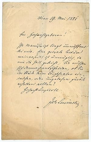 Seller image for Eigenh. Brief mit U. for sale by Antiquariat INLIBRIS Gilhofer Nfg. GmbH