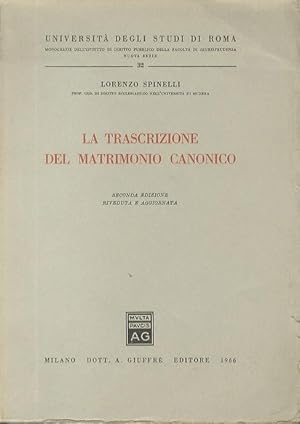 Seller image for La trascrizione del matrimonio canonico. for sale by Studio Bibliografico Adige