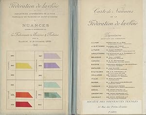 Carte de Nuances de la Soie - Nouveautés. Soieries de Lyon, Rubans de St. Étienne. Automne 1921. ...