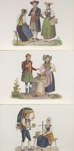 Alte Schweizer Trachten. Anciens Costumes Suisses. 17 Postkarten.