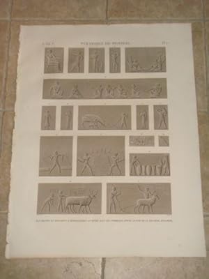 DESCRIPTION DE L'EGYPTE. Pyramides de Memphis. Bas-reliefs et fragment de hiéroglyphes sculptés d...