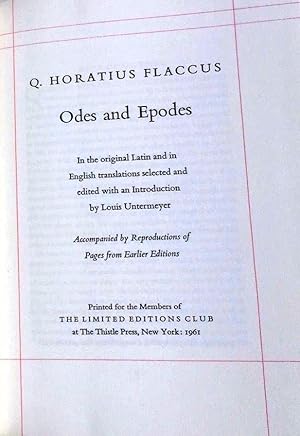 ODES AND EPODES OF HORACE