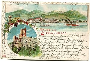 Gruß vom Siebengebirge bei Bonn. Ruine Drachenfels. Beschrieben u. gelaufen 27.3.1904. Briefmarke...