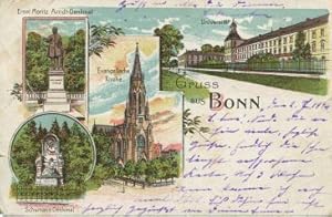 Gruß aus Bonn. Universität, Ernst-Moritz Arndt-Denkmal, Evangelische Kirche, Schumann-Denkmal. Be...