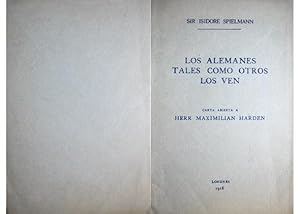 Imagen del vendedor de Los alemanes tales como otros los ven. Carta abierta a Herr Maximilian Harden. a la venta por Hesperia Libros