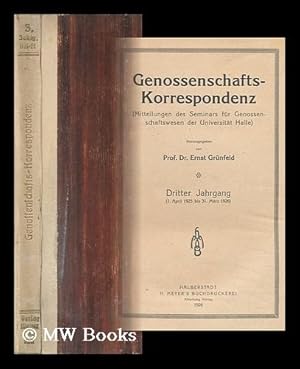 Seller image for Genossenschafts-Korrespondenz (Mitteilungen Des Seminars Fur Genossenschaftswesen Der Universitat Halle) for sale by MW Books