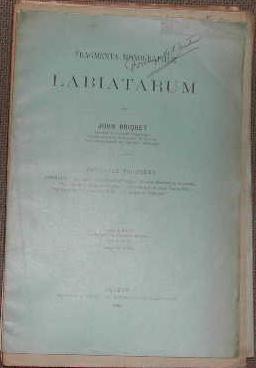 Imagen del vendedor de Fragmenta monographiae labiatarum-Fascicule troisime. Un nouvel acrocphale africain. Dcades mentharum novarum. Note sur deux ajugas asiatiques. Les affinits du genre lavandula. Sur un singulier hyptis brsilien.  propos de galopsis. a la venta por alphabets