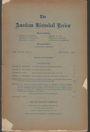 Immagine del venditore per The American Historical Review, Volume XXXII, No. 1: October, 1927 venduto da Dorley House Books, Inc.